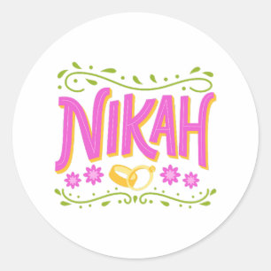 Nikkah Qubool hai desi wedding celebration playful Classic Round Sticker
