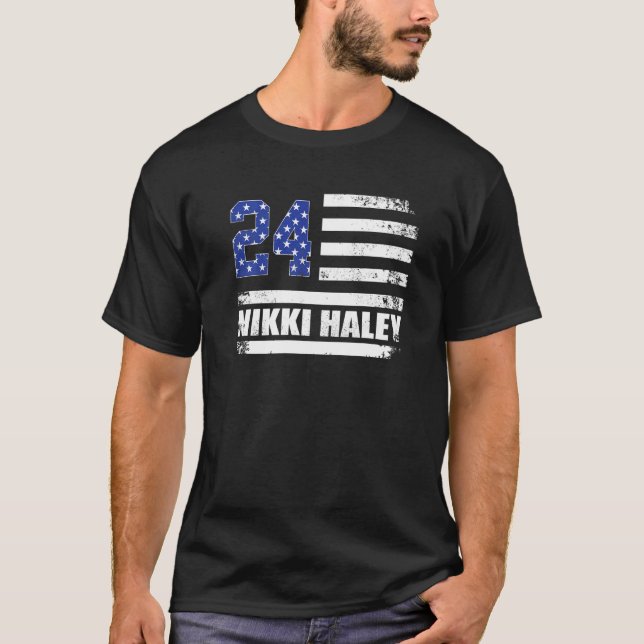 Nikki Haley 2024 American Flag USA Flag T-Shirt (Front)