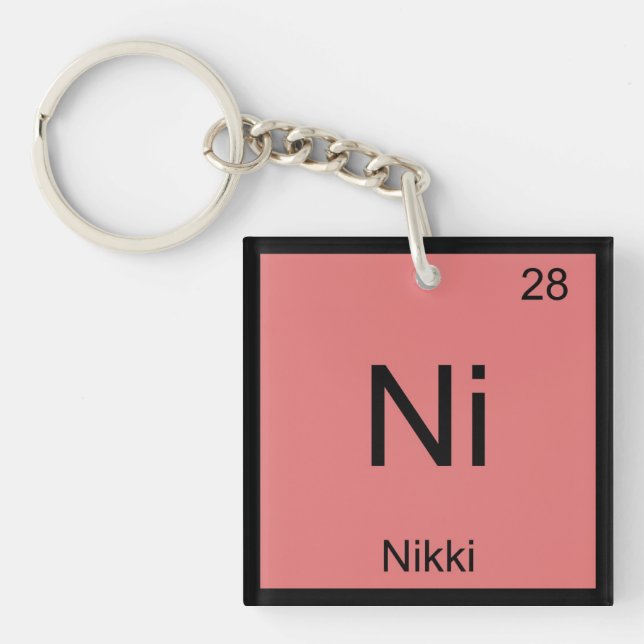 Nikki Name Chemistry Element Periodic Table Key Ring (Front)