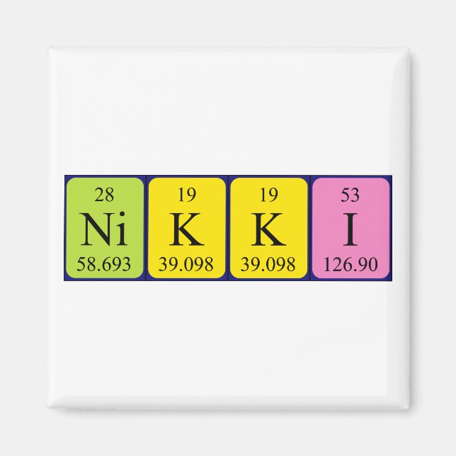 Nikki periodic table name magnet (Front)