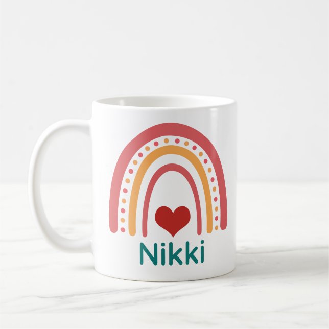 Nikki Vintage Boho Rainbow Coffee Mug (Left)