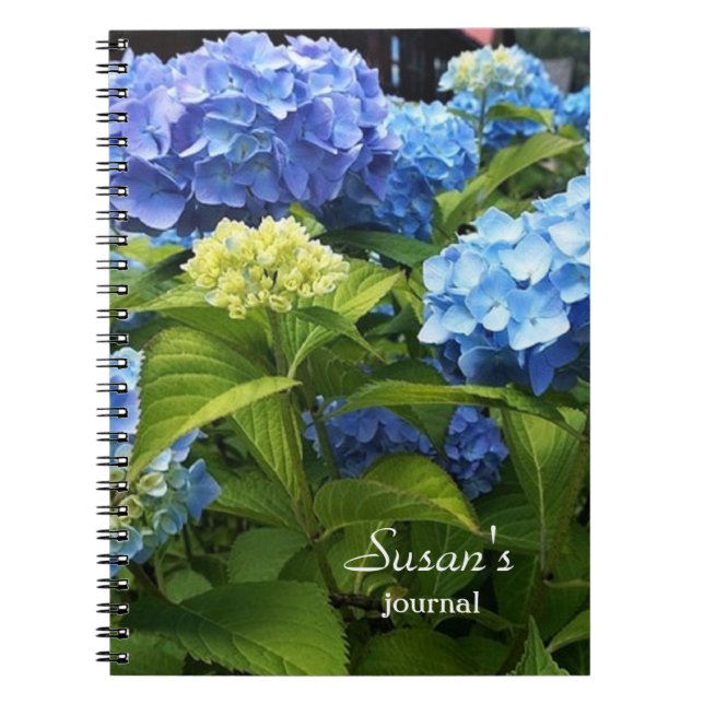 Nikko Blue Hydrangea Flower Spiral Photo Notebook (Front)