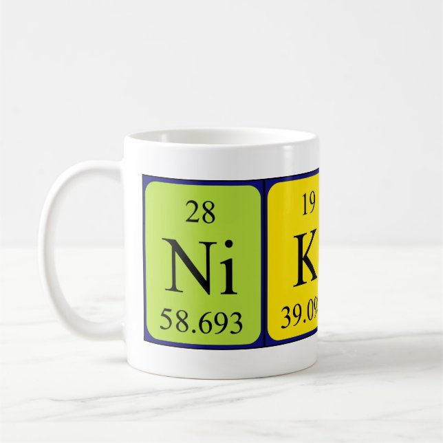 Nikko periodic table name mug (Left)