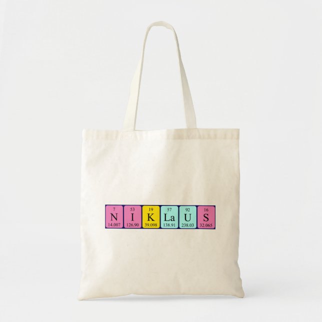 Niklaus periodic table name tote bag (Front)