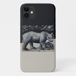 Niko Pirosmani - White Bear with Cubs iPhone 11 Case