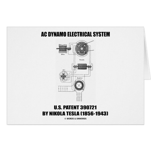 Nikola Tesla AC Dynamo Electrical System Patent (Front Horizontal)