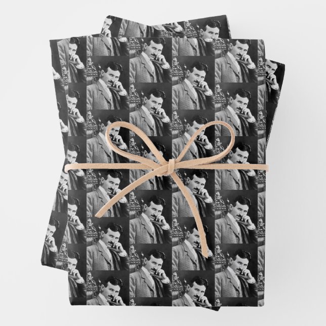 Nikola Tesla At Age 40 1896  Wrapping Paper Sheet (In situ)