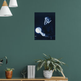 Nikola Tesla Demonstrating Wireless Power C 1900 Poster