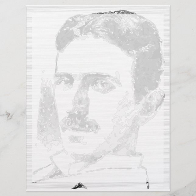 Nikola Tesla Drawing In Black And White Custom Letterhead (Front)