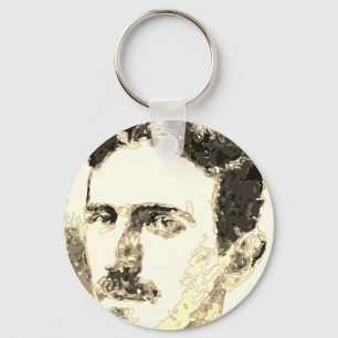 Nikola Tesla Drawing In Sepia Key Ring