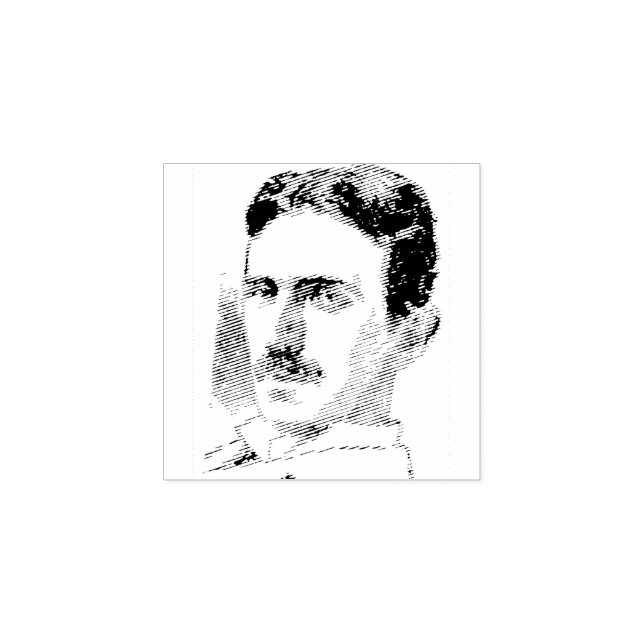 Nikola Tesla Drawing  Rubber Stamp (Imprint)