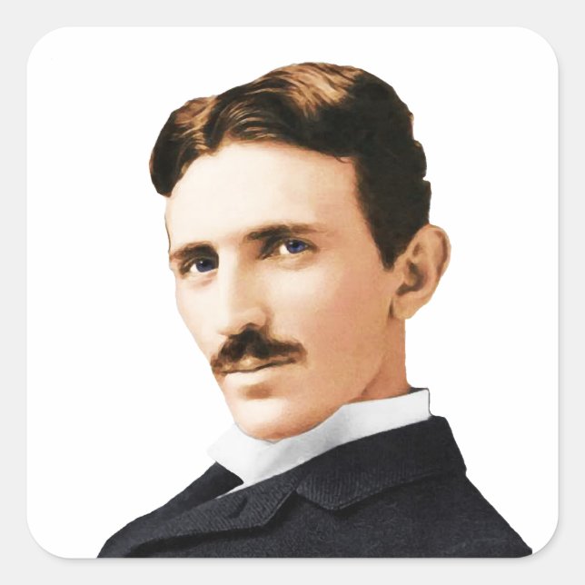 Nikola Tesla Electrical Genius Square Sticker (Front)