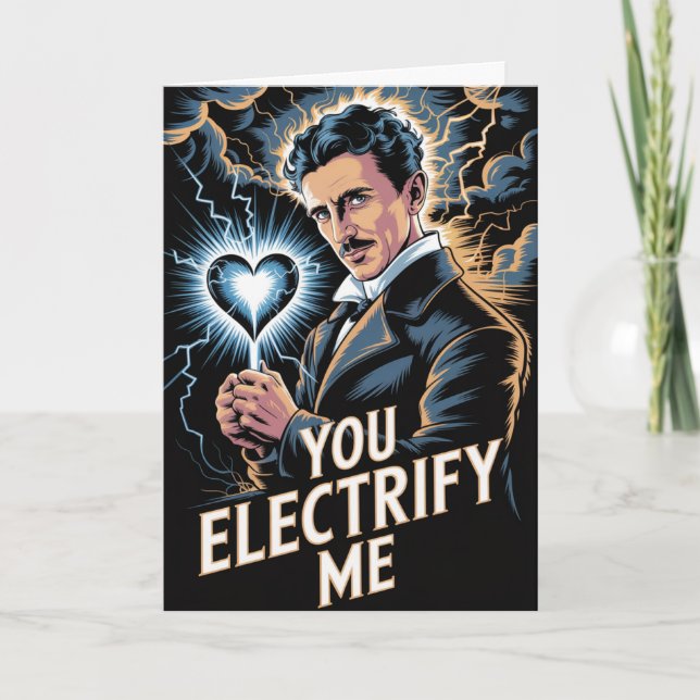 Nikola Tesla Electricity Valentines Card (Front)