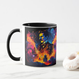 Nikola Tesla Electrifying Genius Neon Pop Art Mug