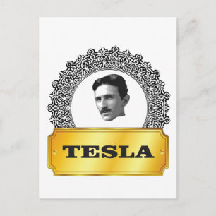 nikola tesla gold postcard