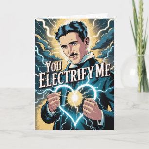 Nikola Tesla Lightning Coil Valentines Day Card