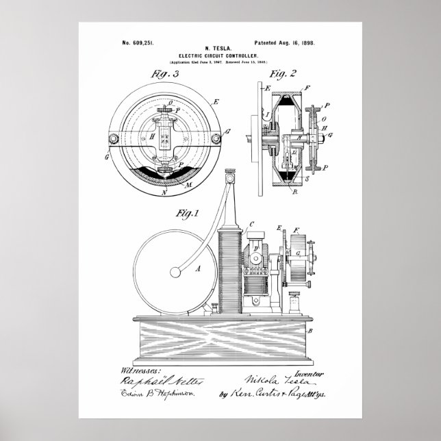 Nikola Tesla Patent Poster (Front)
