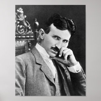 NIKOLA TESLA PORTRAIT IN BLACK AND WHITE POSTER