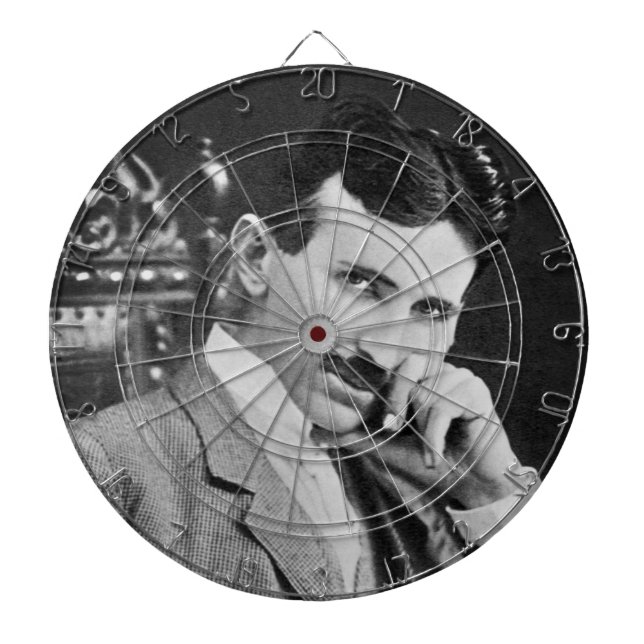 NIKOLA TESLA PORTRAIT IN BLACK DARTBOARD (Front)