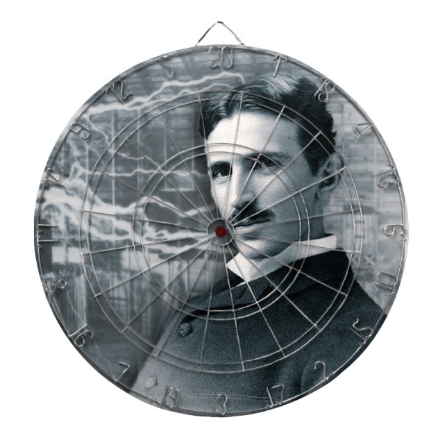 NIKOLA TESLA PORTRAIT IN BLACK DARTBOARD (Front)