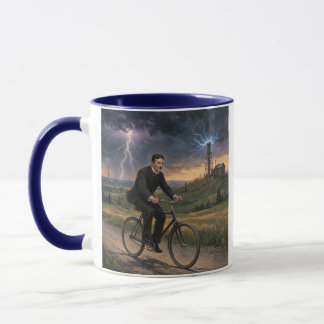 Nikola Tesla Riding Bicycle To His Lab Circa 1893 Mug