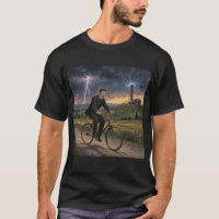 Nikola Tesla Riding Bicycle To His Lab Circa 1893