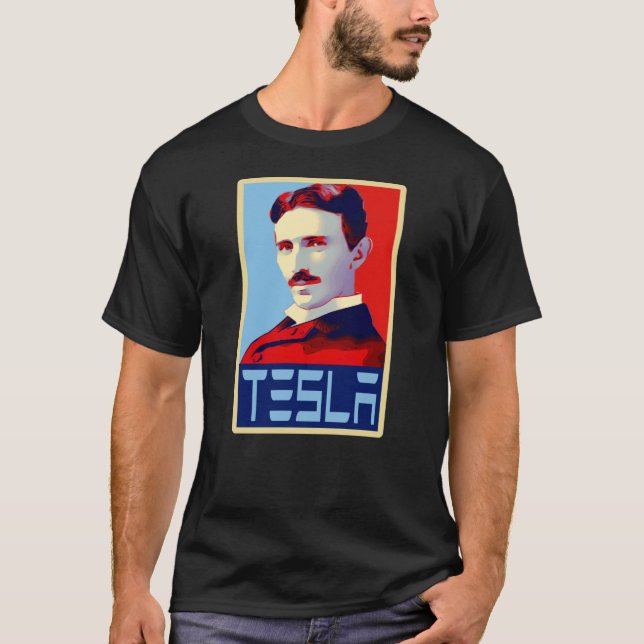Nikola Tesla Tribute in Shepard Fairey Style2206pn T-Shirt (Front)