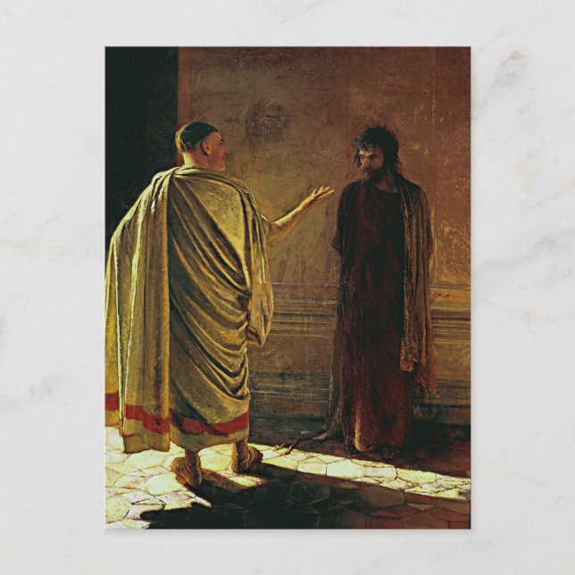 Nikolai Ge- What is Truth. Christ and Pilate Postcard (Front)