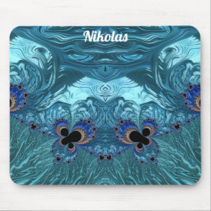 NIKOLAS ~ Blue Aqua and Black Design Mouse Mat