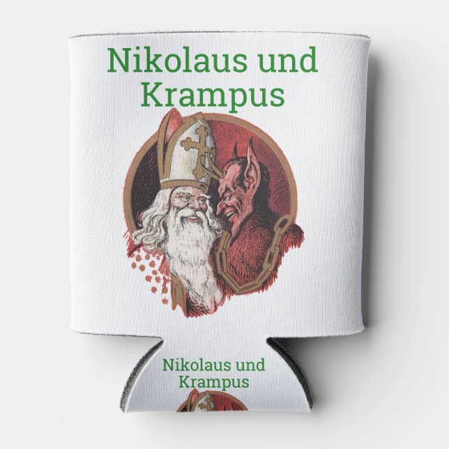 Nikolaus and Krampus German Christmas Can Cooler (Front)