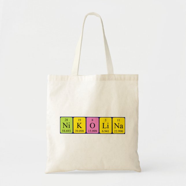 Nikolina periodic table name tote bag (Front)