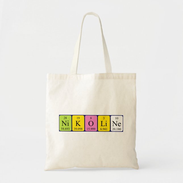 Nikoline periodic table name tote bag (Front)