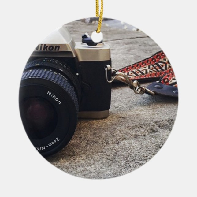 Nikon Film Camera Ceramic Tree Decoration (Front)