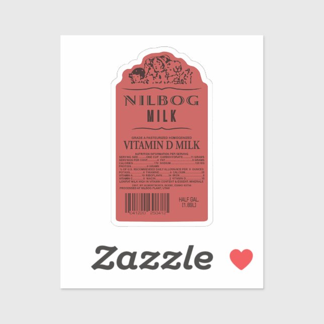 Nilbog Milk Vinyl Sticker (Sheet)