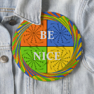 "Nile Horizon" Egyptian Pattern Square Art 6 Cm Round Badge