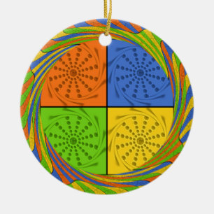 "Nile Horizon" Egyptian Pattern Square Art Ceramic Tree Decoration