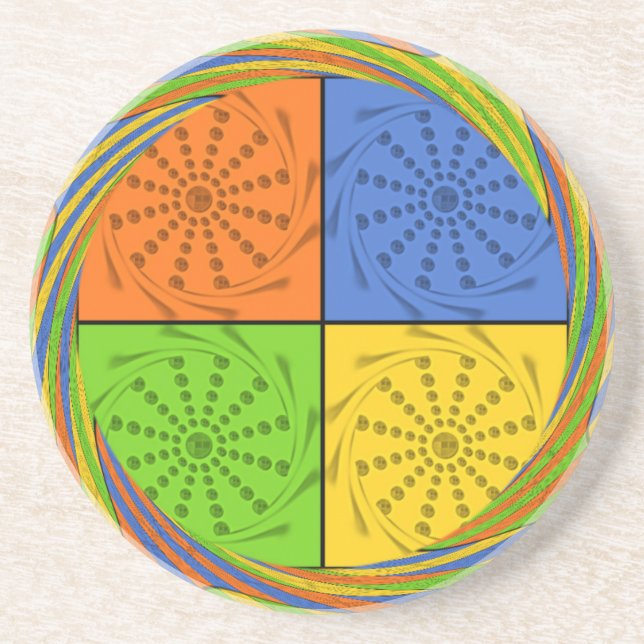 "Nile Horizon" Egyptian Pattern Square Art Coaster (Front)