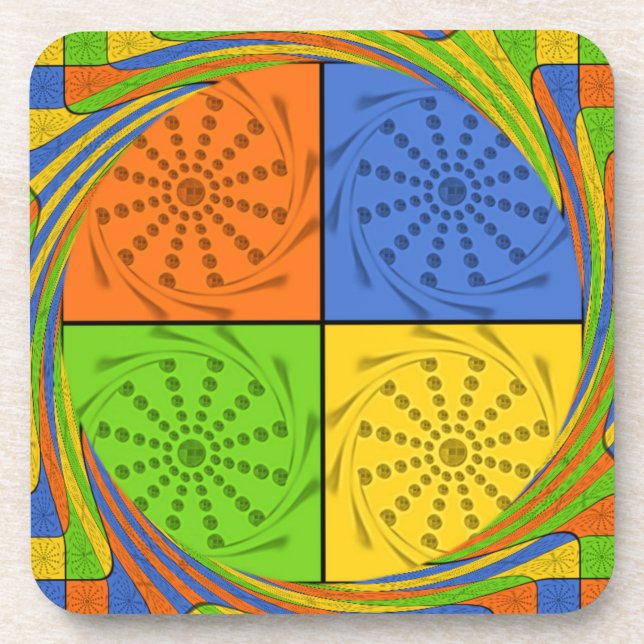 "Nile Horizon" Egyptian Pattern Square Art Coaster (Front)