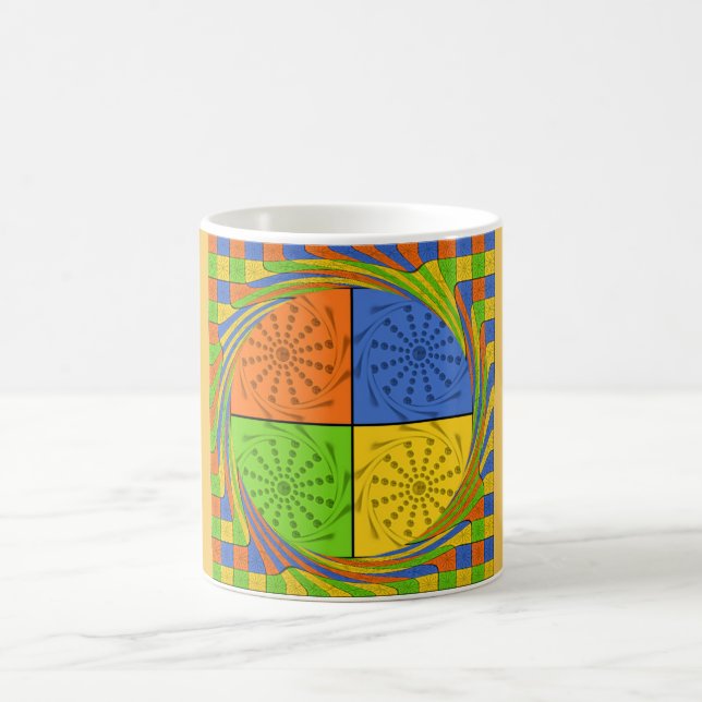 "Nile Horizon" Egyptian Pattern Square Art Coffee Mug (Center)