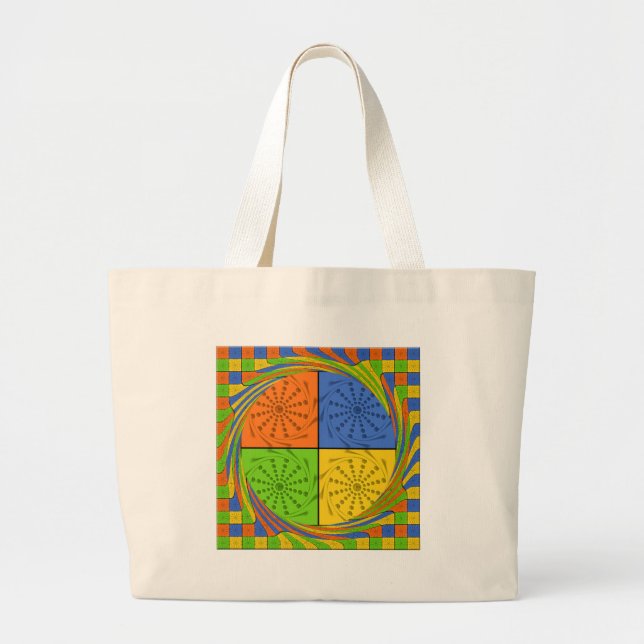 "Nile Horizon" Egyptian Pattern Square Art Large Tote Bag (Front)