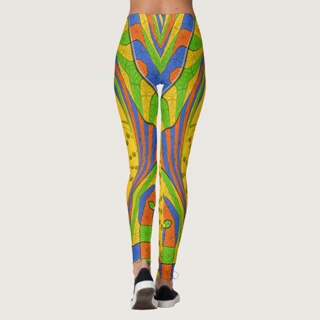 "Nile Horizon" Egyptian Pattern Square Art Leggings (Back)