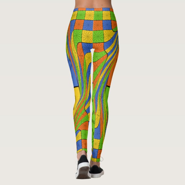 "Nile Horizon" Egyptian Pattern Square Art Leggings (Back)