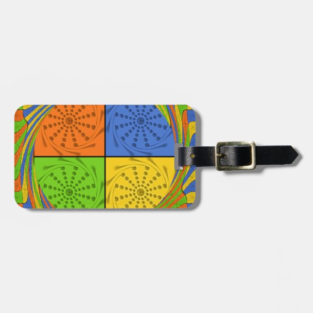 "Nile Horizon" Egyptian Pattern Square Art Luggage Tag (Front Horizontal)
