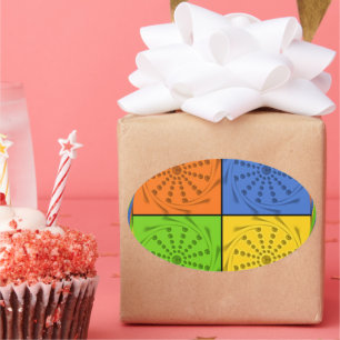 "Nile Horizon" Egyptian Pattern Square Art Oval Sticker