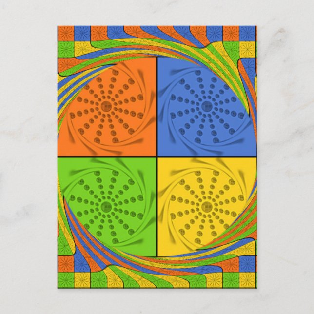 "Nile Horizon" Egyptian Pattern Square Art Postcard (Front)