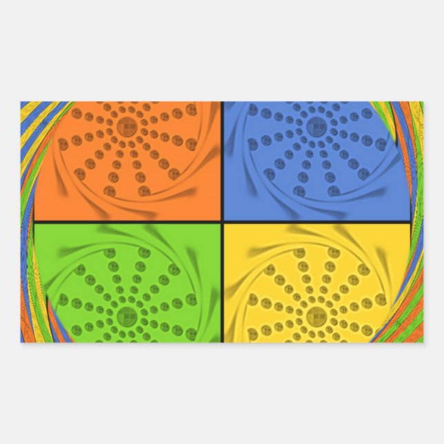 "Nile Horizon" Egyptian Pattern Square Art Rectangular Sticker (Front)