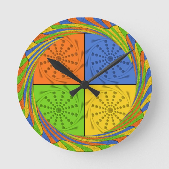 "Nile Horizon" Egyptian Pattern Square Art Round Clock (Front)
