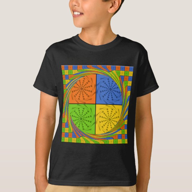 "Nile Horizon" Egyptian Pattern Square Art T-Shirt (Front)
