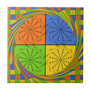 "Nile Horizon" Egyptian Pattern Square Art Tile