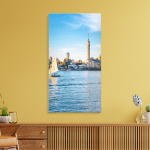 Nile Reflections Beneath Cairo Tower Canvas Print